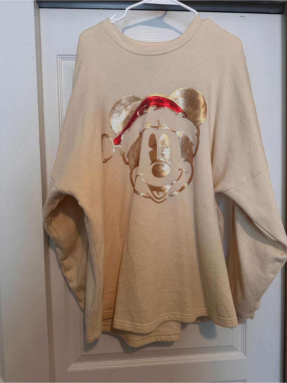 Disney Parks Holiday Gold Metallic Santa Mickey Sweater XL